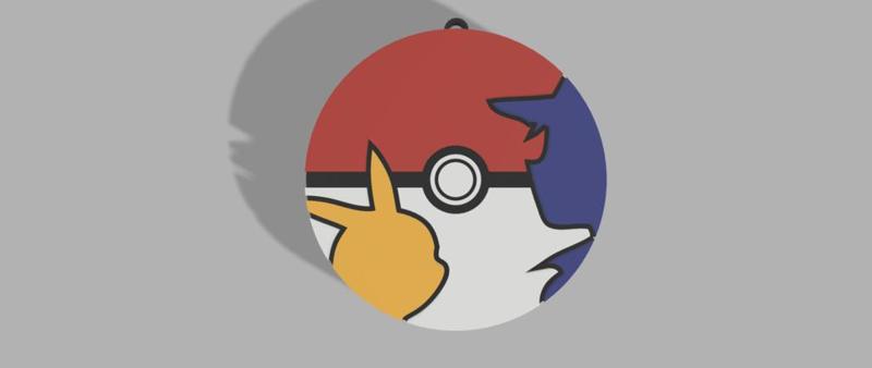 POKEBALL KEYCHAIN WITH PIKACHU AND ASH (POKEMON) v2