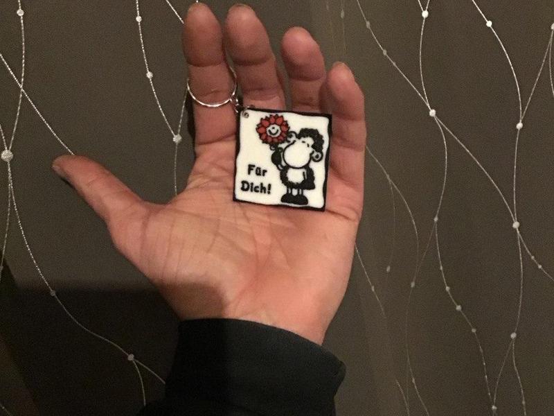 Sheep Love Flower Keychain