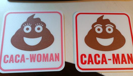 Signs for boys' and girls' bathroom doors