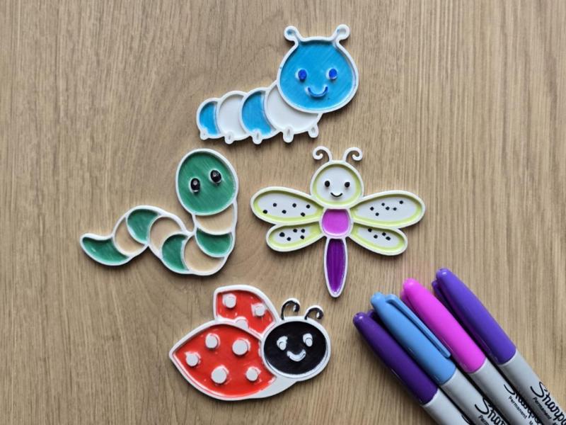 Cute Bugs Insect Marker Coloring Lady Bug Worm 