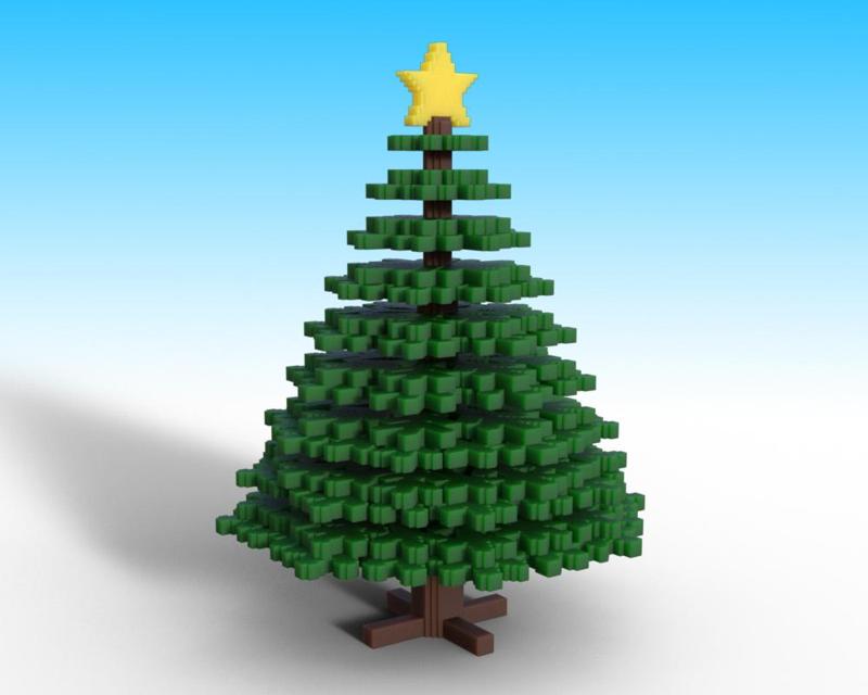 Minecraft Style Christmas Tree Articulated