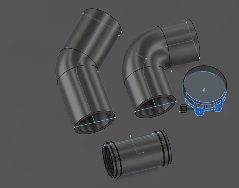 ZPIS - Zecior Prototype Intake System | 2.25" 57mm 45 90 degrees pipe 100 t-clamb