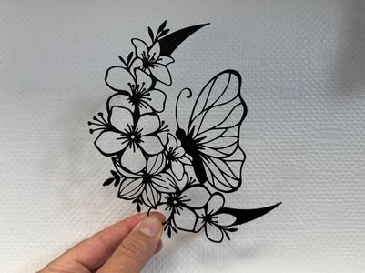 Decor Moon, flowers and butterfly