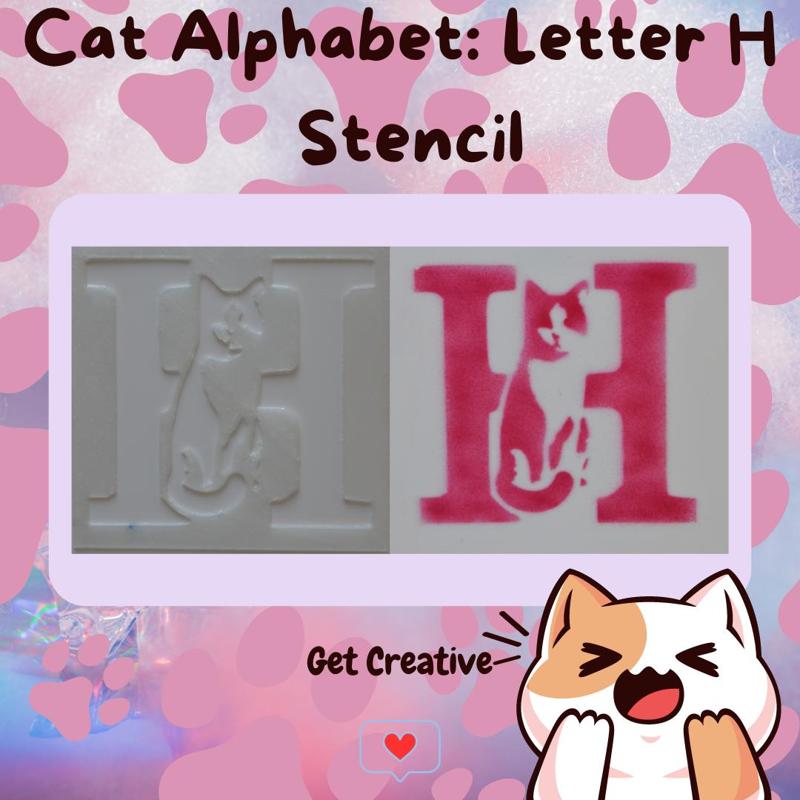 Cat Alphabet Letter H Stencil - STL & SVG Files