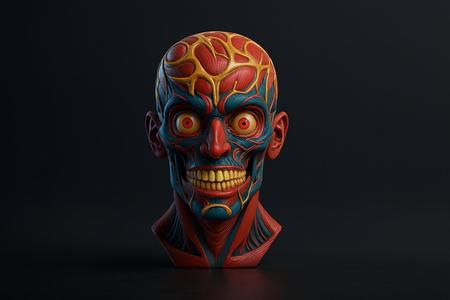 Anatomical Horror Head Bust – Creepy Anatomical Style – Unique Halloween & Gothic Decor