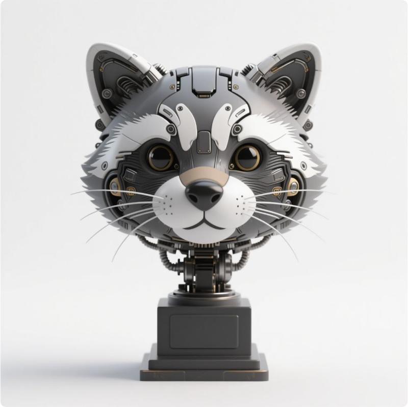 Raccoon head sculpture
