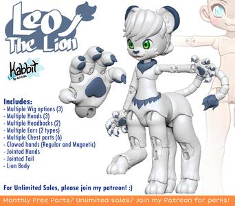 [KABBIT BJD] Nathahniel3D + AelithArt = Leo the Lion Kabbit - For FDM and SLA Printers