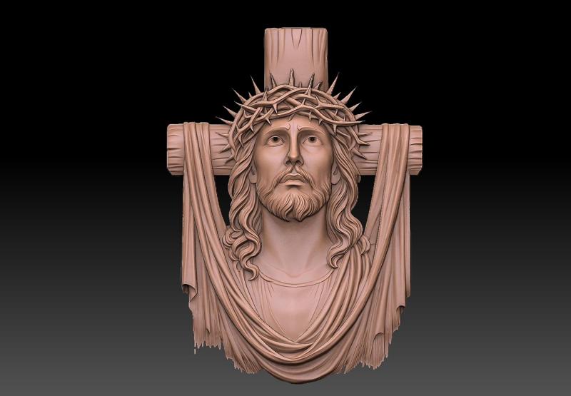 Jesus Christ with Cross and Crown of Thorns ST