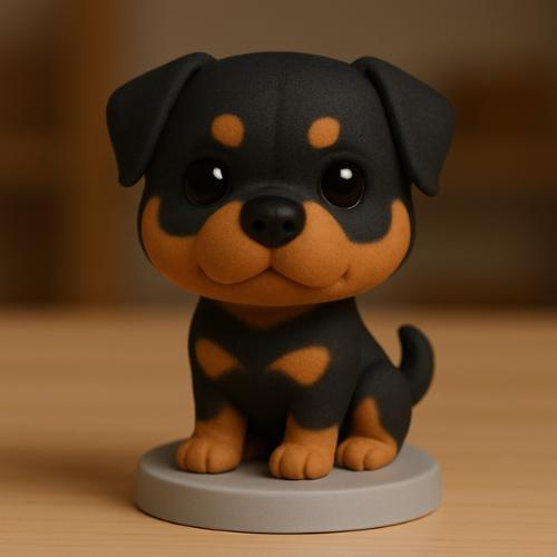 Perro Rottweiler figura estilo chibi