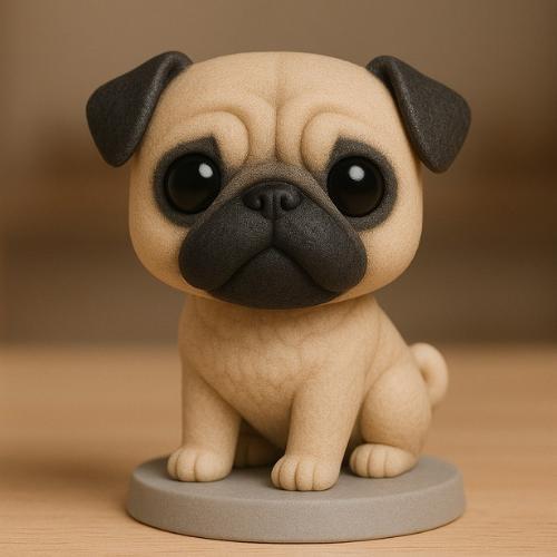 Perro Pug figura estilo chibi