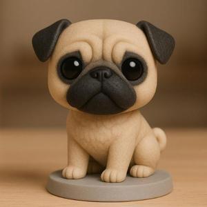 Perro Pug figura estilo chibi