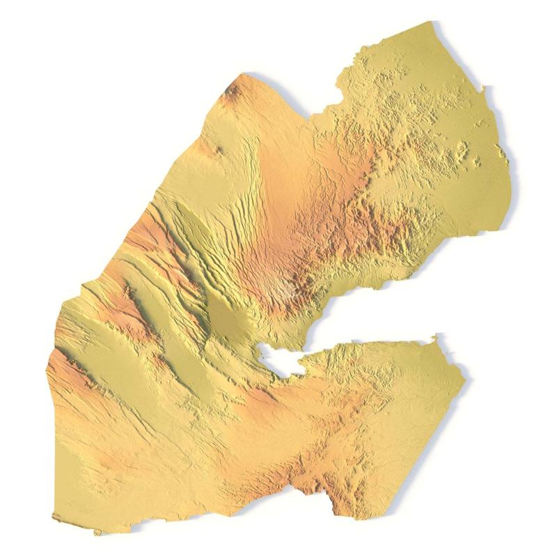 Djibouti Topographic Map – 3D Model for 3D Printing & CNC Carving