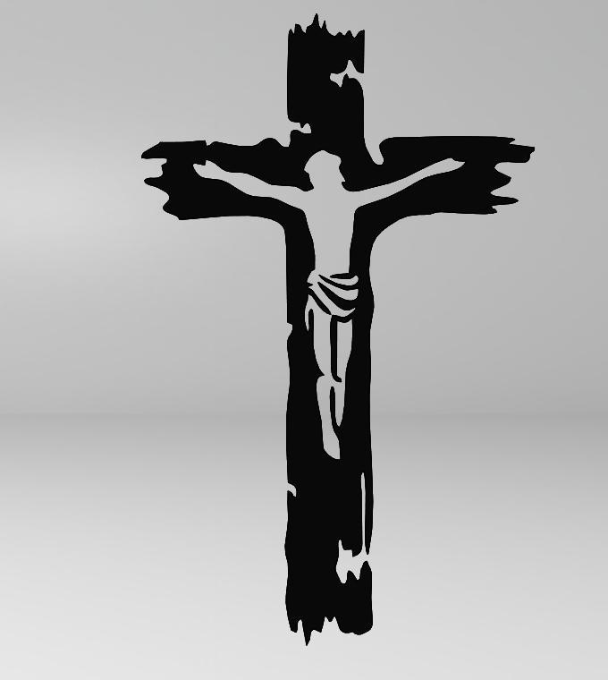 ✝️ Line Art Jesus on the Cross – Religious Design, DXF and STL file