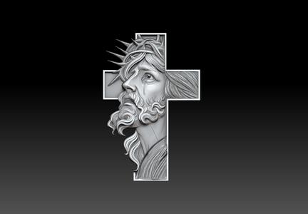 Jesus Christ with Cross Relief STL