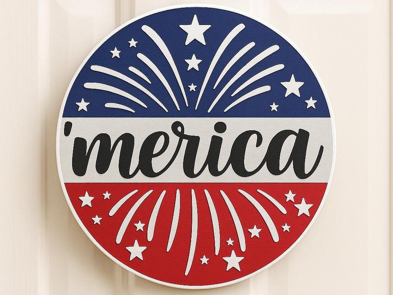 'merica 4th of July Door Sign