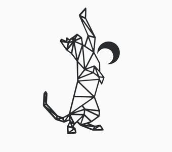 GEOMETRIC PAINTING OF CAT WITH MOON