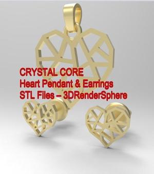 Crystal Core: Heart Pendant & Earrings
