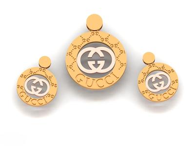 Branded pendant and earring set