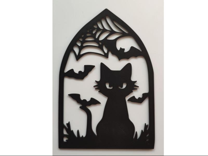 Halloween decoration - cat and bats sticker