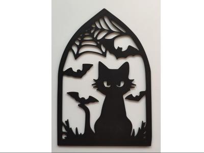 Halloween decoration - cat and bats sticker