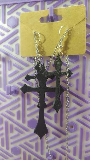 Gothic Cross Jewelry Set – Earrings & Pendant | 3D Printable