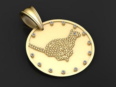 Cat Pendant and Necklace, pendant  3D printable model
