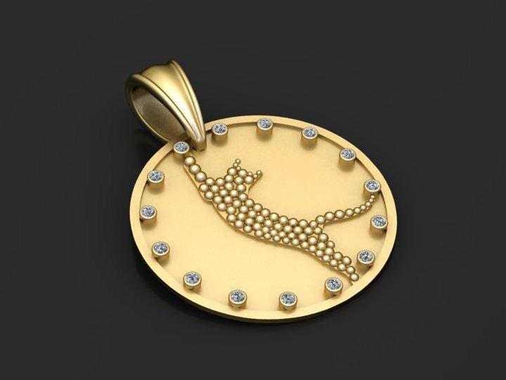 Cazador claro zirco animal gato gatinho pingente pendant  3D printable model
