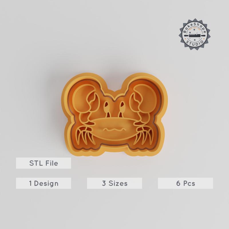 Crab Shape Cutter & Stamp Set, Perfect for Cookies & Fondant, Includes 6 Pieces in 3 Sizes, Animal Collection PRODUCT_5549