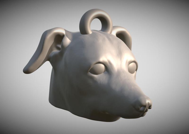 Puppy of Greyhound head key ring for 3D printing