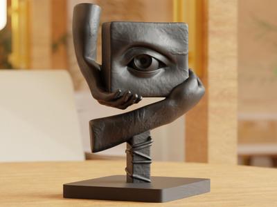 The Witness – Modern Surreal Eye & Hand Sculpture