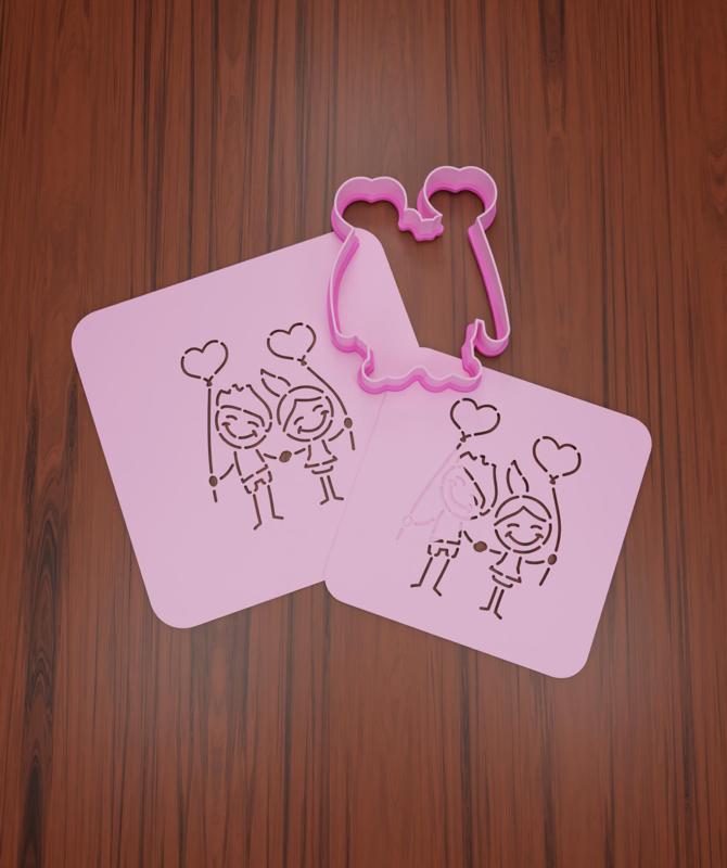 Stencil Valentine's Day #27 "Teenage Couple".