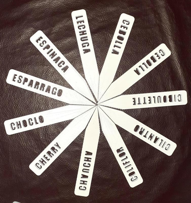 VEGETABLE GARDEN SORTER. GARDEN LABELS. NAMES OF PLANTS. PLANT TAGS. TAGS ALMACIGOS.N