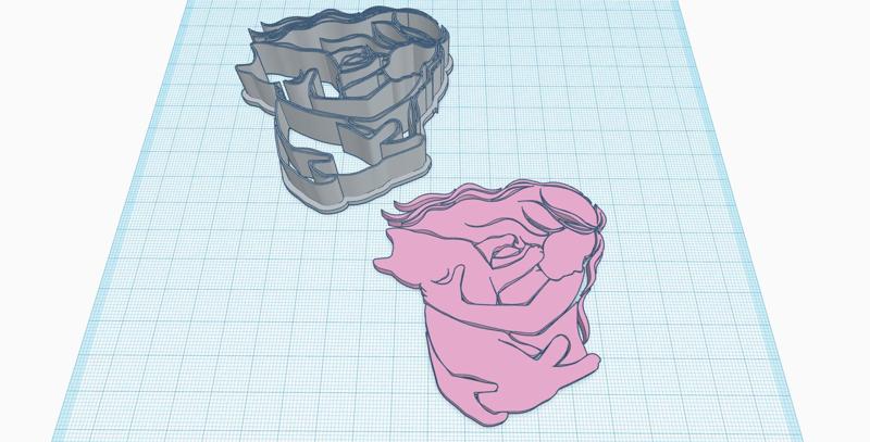 Silhouette girl and cat polymer cutter