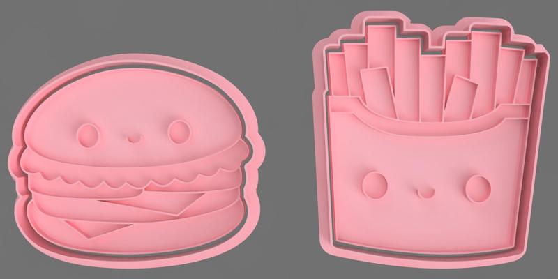 HAMBURGER AND POTATO CUTTERS FOR COOKIES AND FONDANT