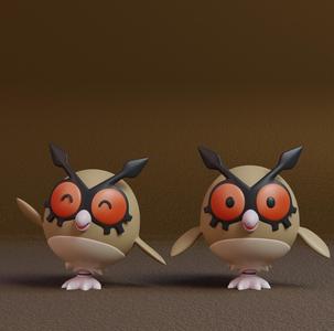 Pokemon - Hoothoot with 2 poses