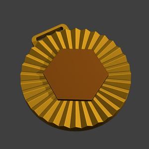 Medal with blank hexagonal center