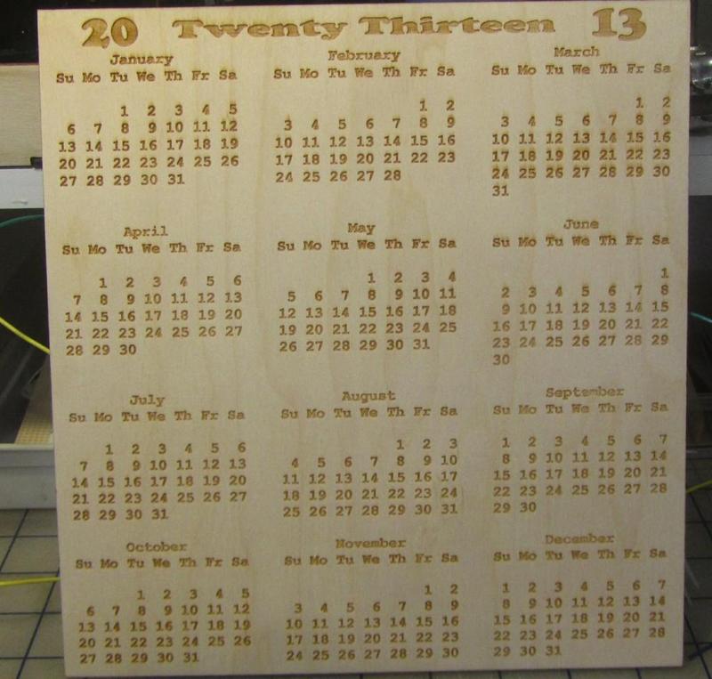 Calendar Maker - Any Year. Lasers and more.
