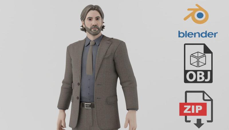 Alan Wake Lowpoly RIgged