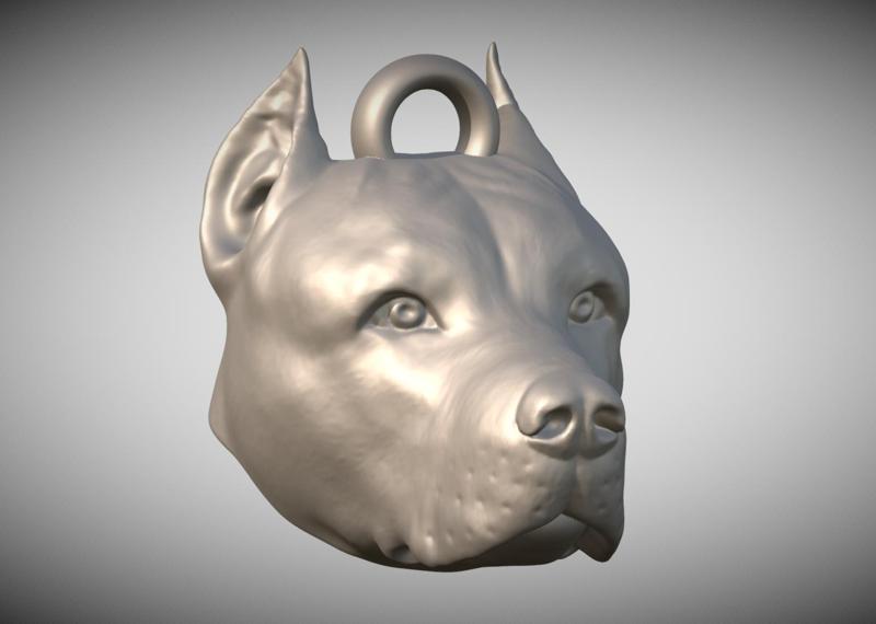 Pitbull head key ring 3D model ready for 3D printing