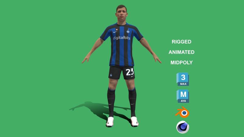 3D Rigged Nicolo Barella Inter Milan 2023