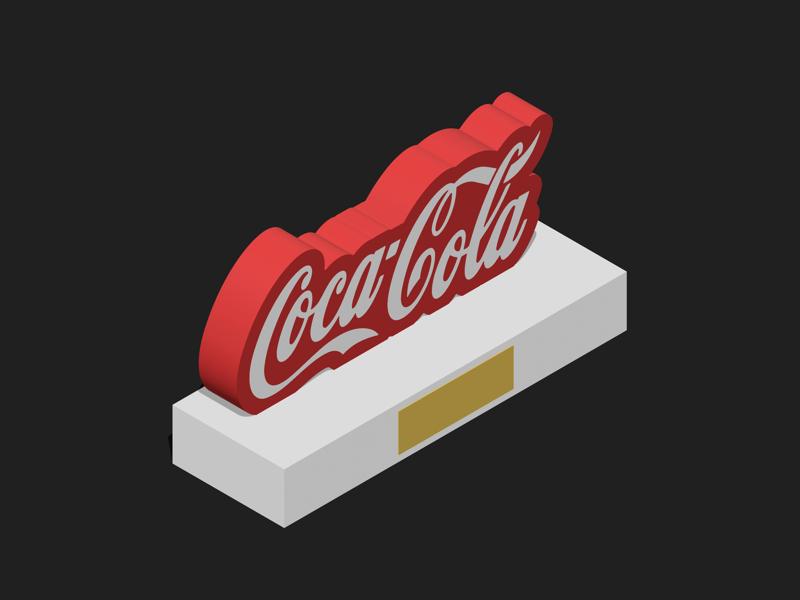 Trophée Coca-Cola - Modèle 3D avec Base Rectangulaire et Logo en Relief (Coca-Cola Trophy - Rectangular Base with Raised Logo 3D Model)