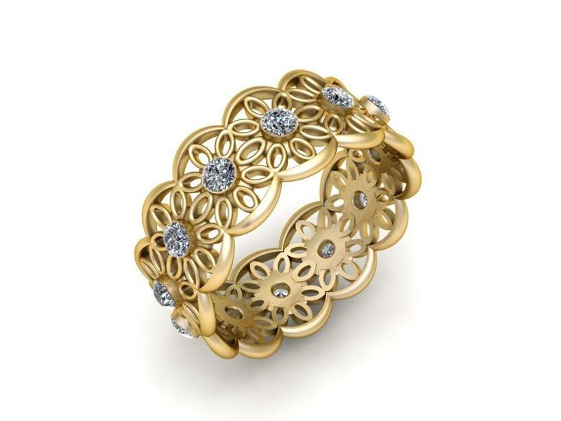 gold floral eternity band