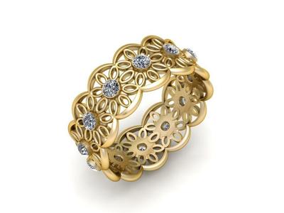 gold floral eternity band