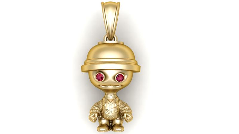 gold character pendant