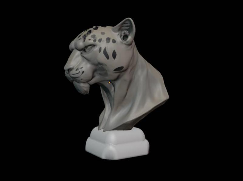 Regal Leopard Bust The Silent Eyes of the Forest and the Master of Shadows Awaiting Its Prey Figure - 3D Print Model