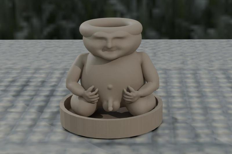 pissing fatty cachepot