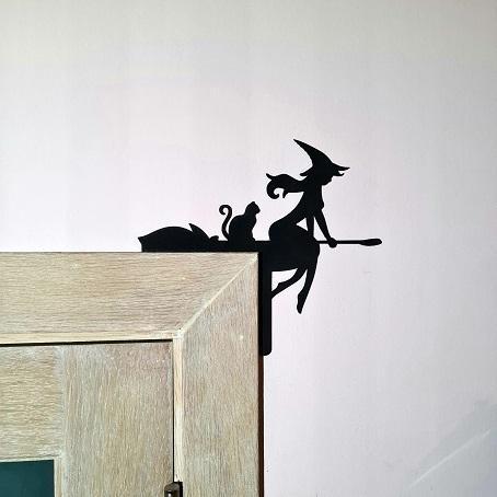 Flying witch door decoration