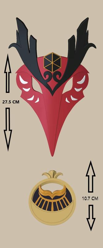 Kujou Sara Genshin Impact Mask and Brooch 3d printable