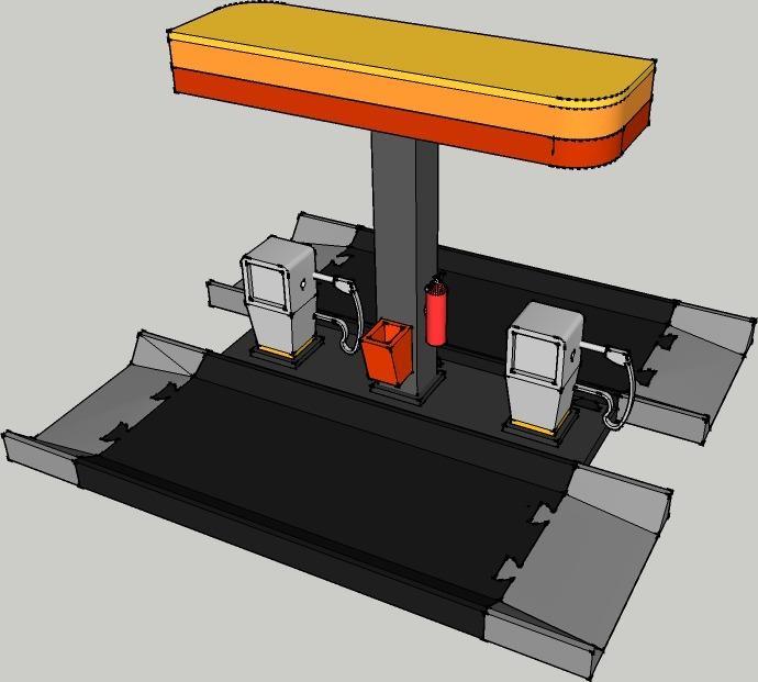 Toy Patrol Station (Tankstelle) for toy cars with tracks to build a toy city, PUSH FIT NO GLUE NEEDED!