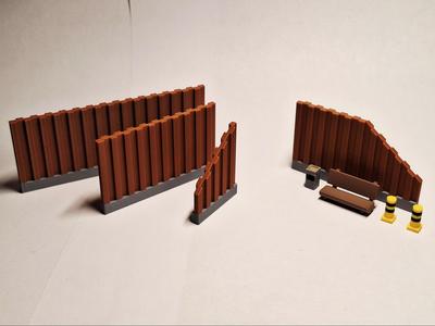 H0 1:87 multicolor wooden noise barrier wall